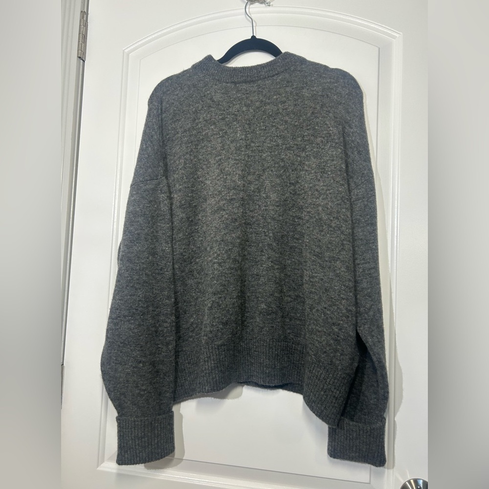 Anthropologie PILCRO Juno Crewneck Grey Wool Blend Sweater Size S preppy chic - Picture 4 of 16